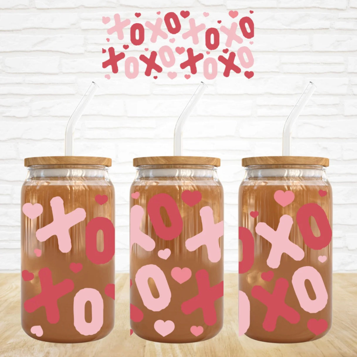 XOXO Hearts UV DTF 16 oz