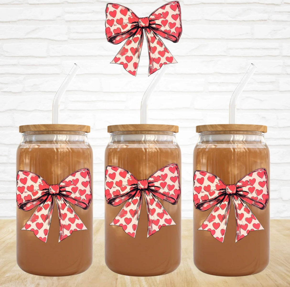 Hearts Bow UV DTF 16 oz