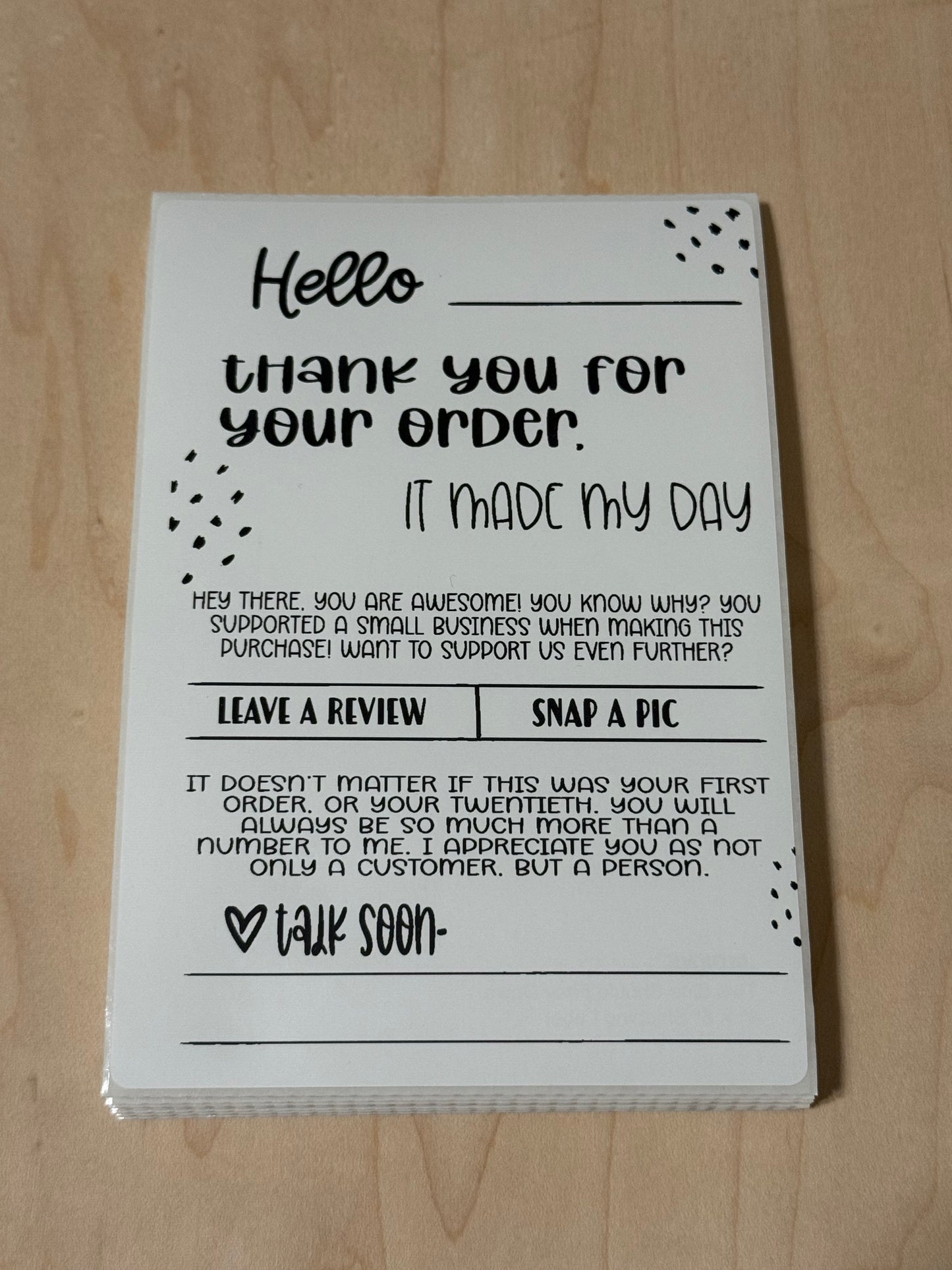 Thank You For Your Order Label