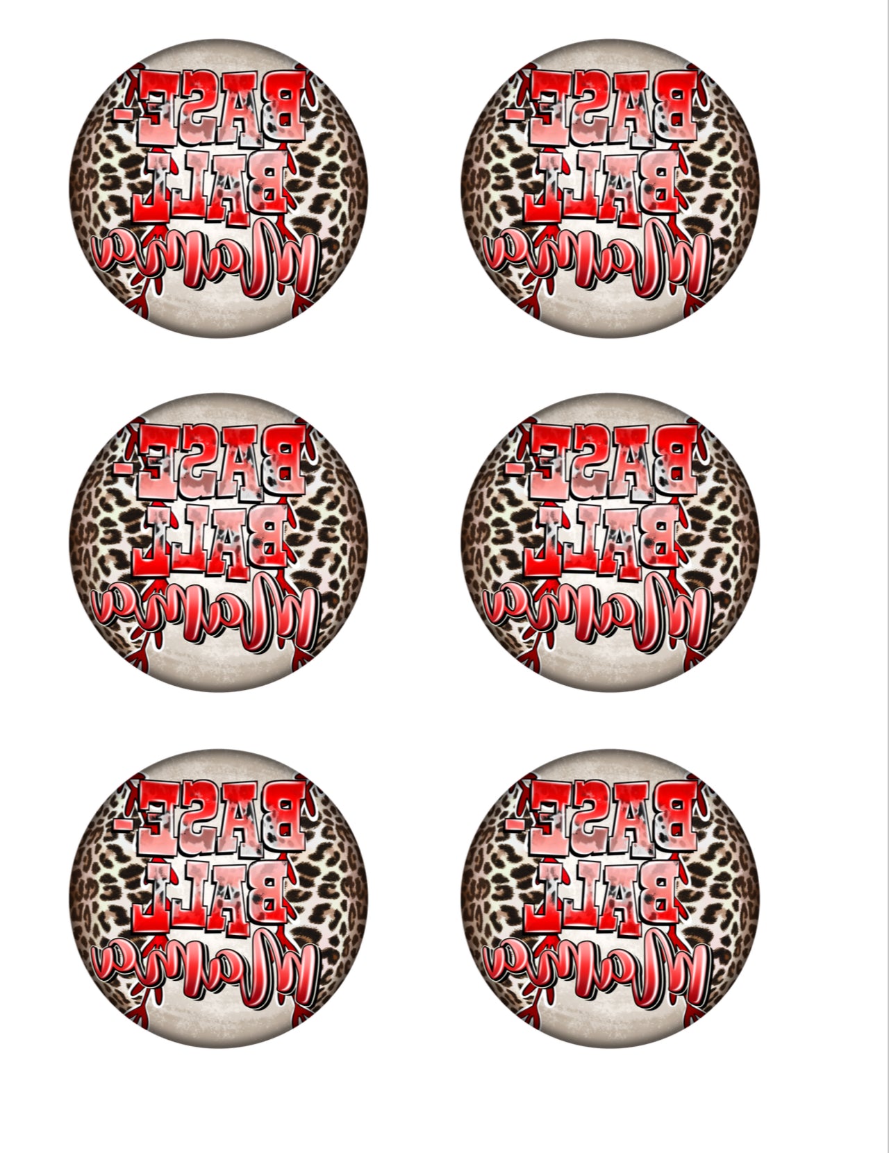 Baseball Mama Car Cup Coaster Transfer Sheets