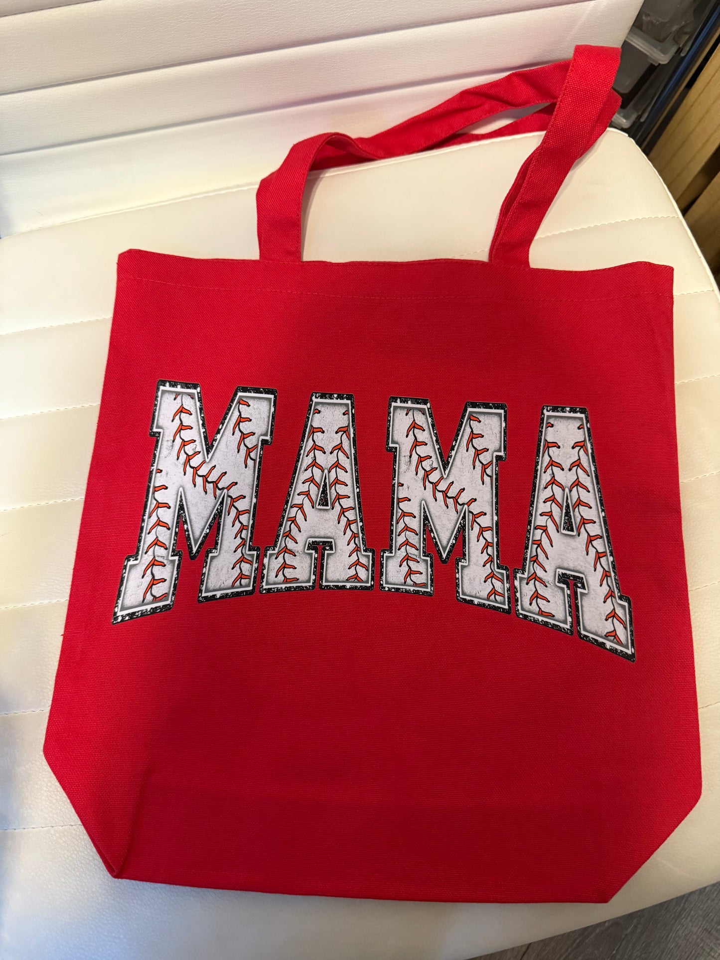 Mama Baseball - Red Tote