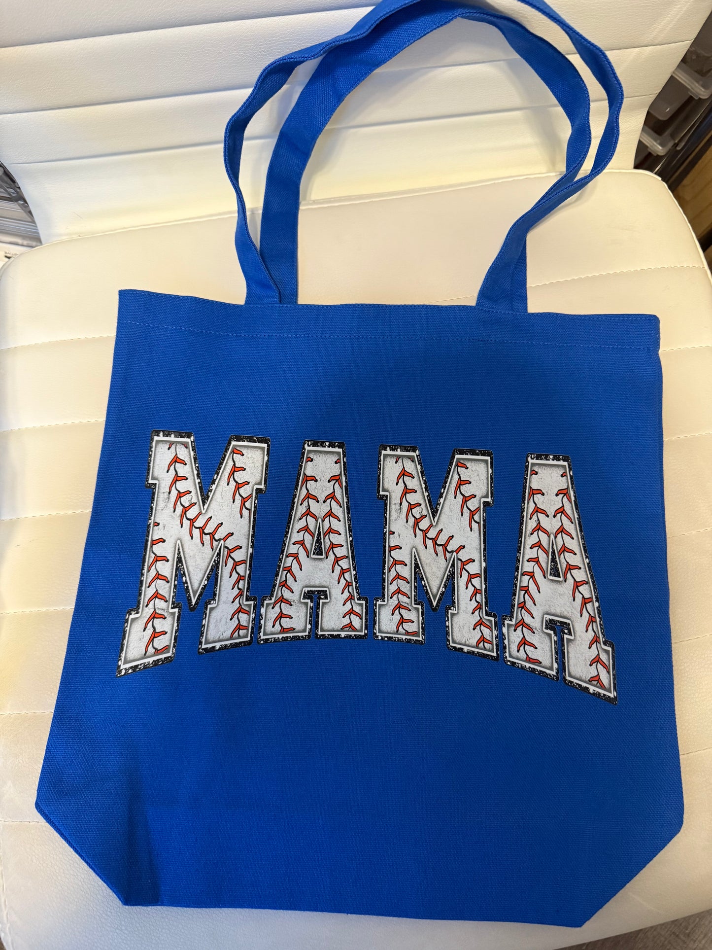 Mama Baseball - Blue Tote
