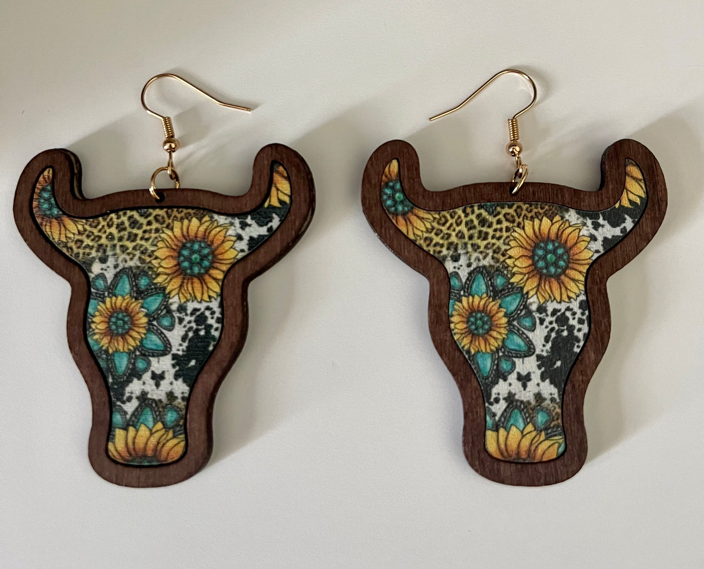 Lightweight Wooden Cow Earrings