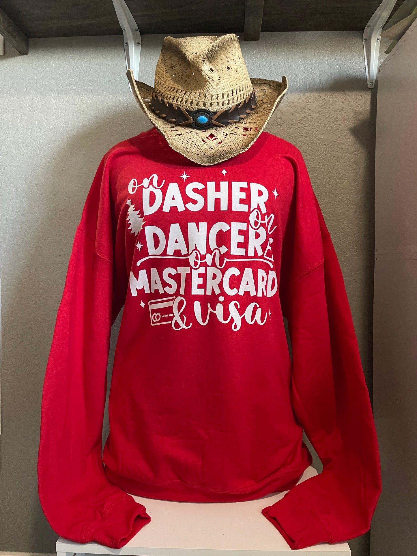 On Dasher On Dancer On Mastercard & Visa Sweater