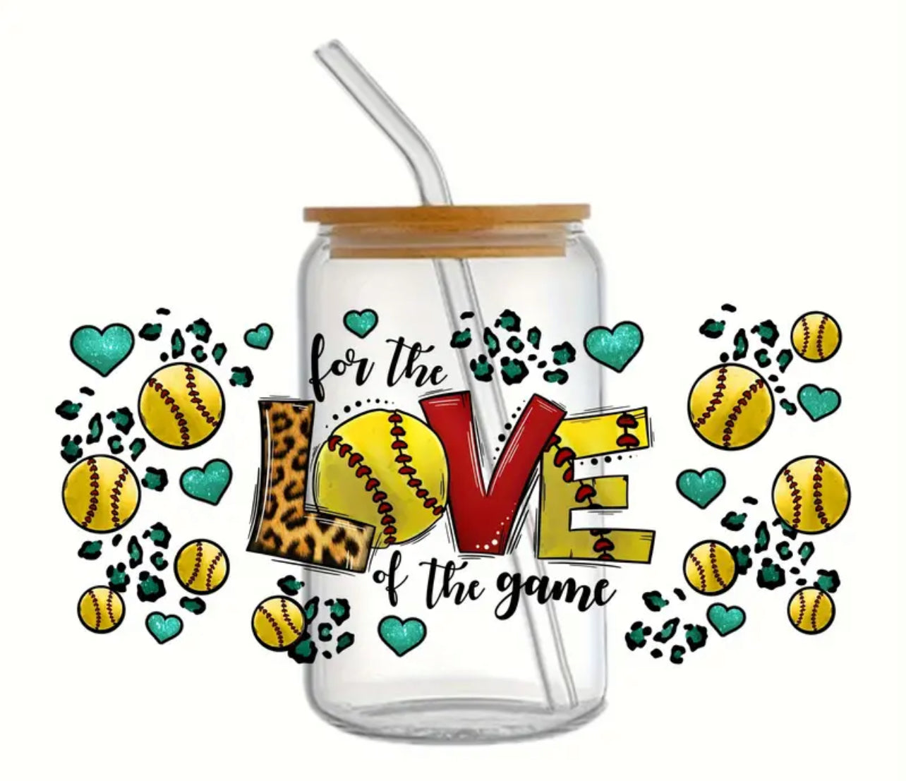 For The Love Of The Game - Softball 16 oz Glass Cup