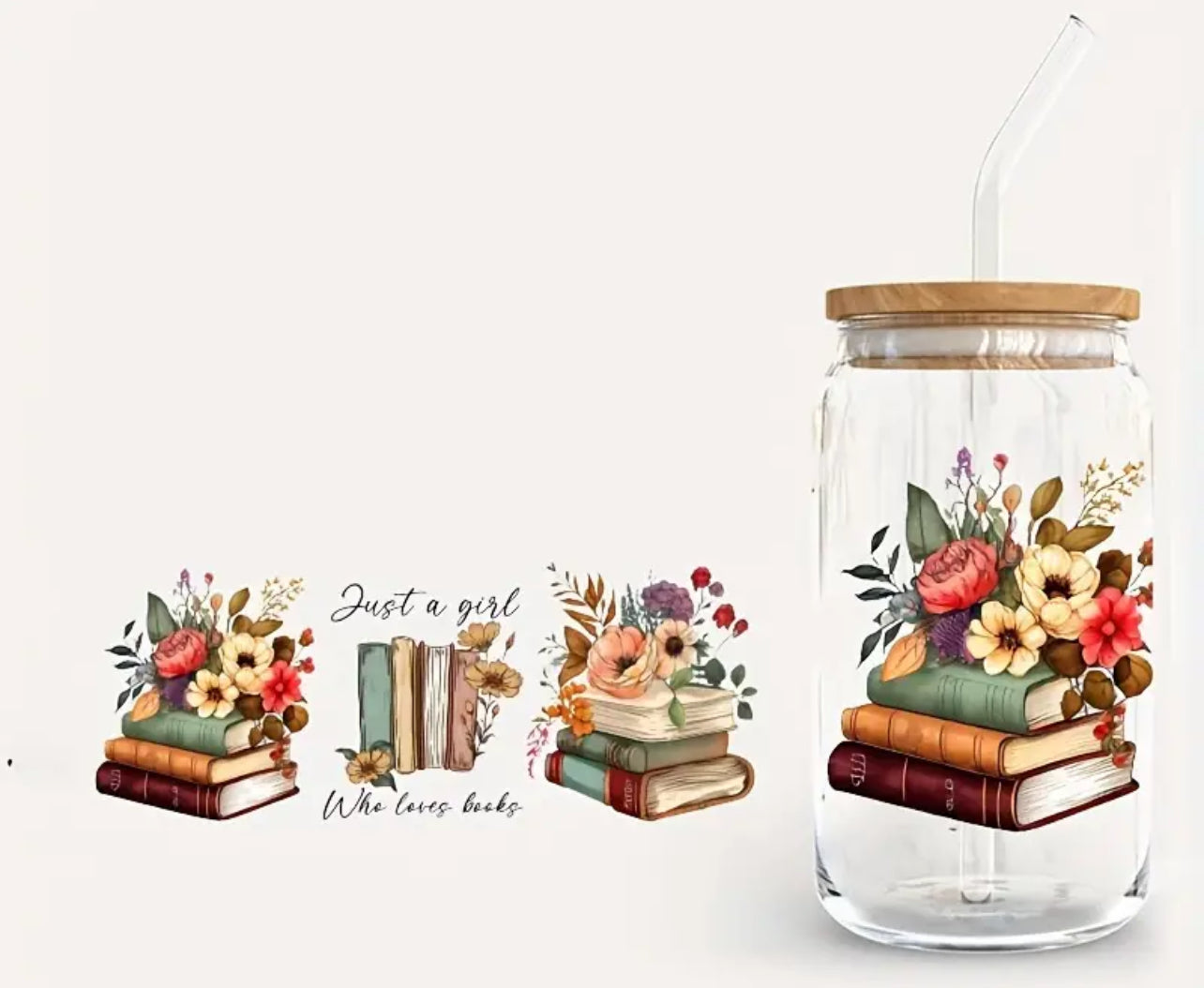 Just A Girl Who Loves Books 16 oz Glass Cup