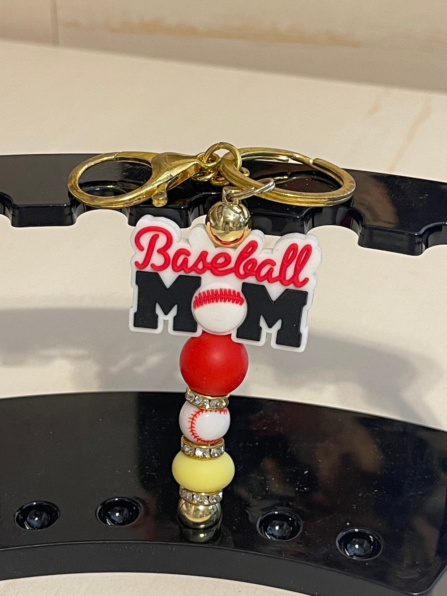 Baseball Mom Gold Keychain