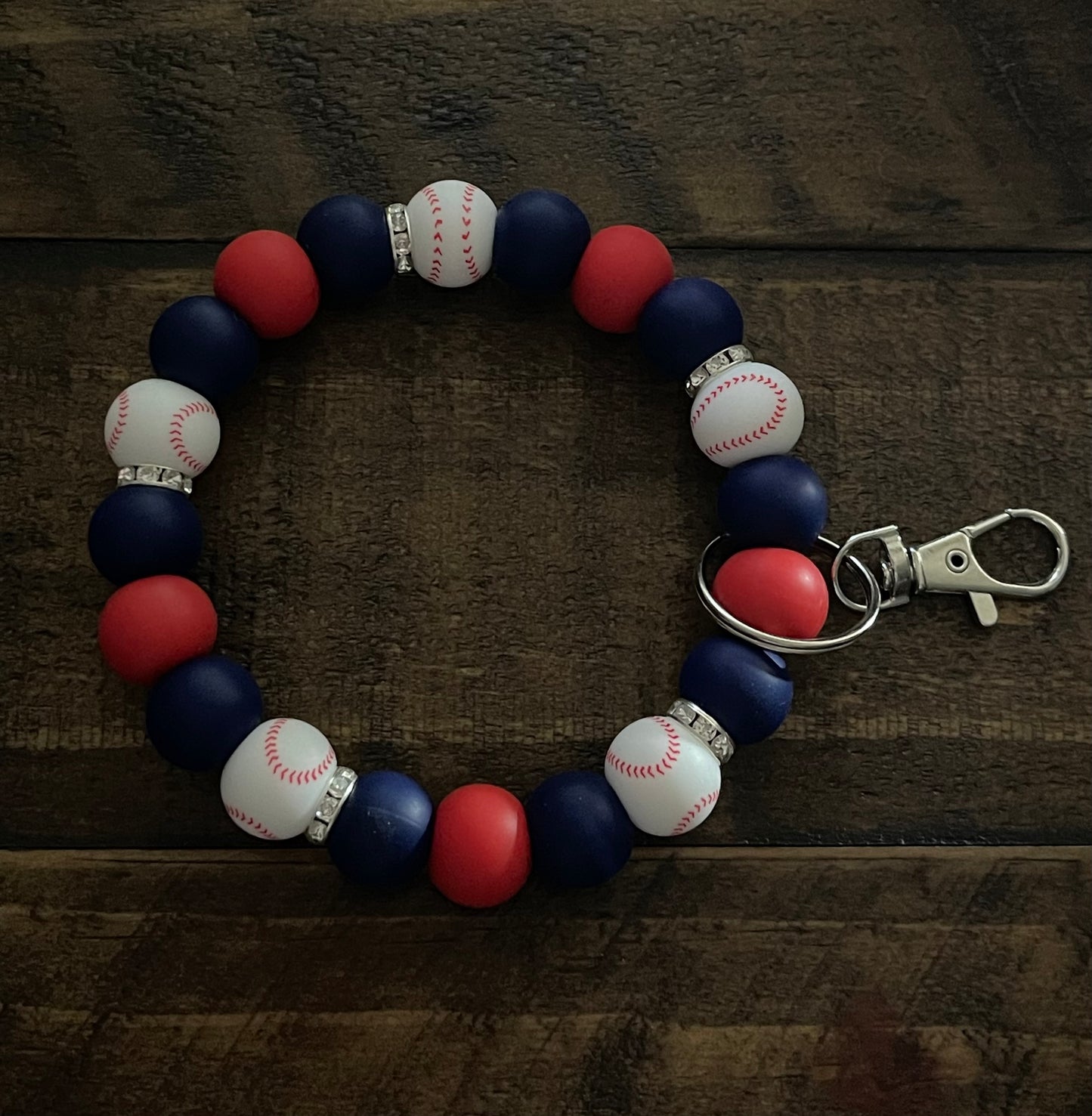 Red and Blue Baseball Wristlet