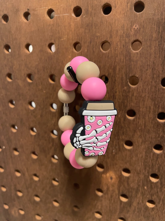 Skull Hand Pink Cup Charm