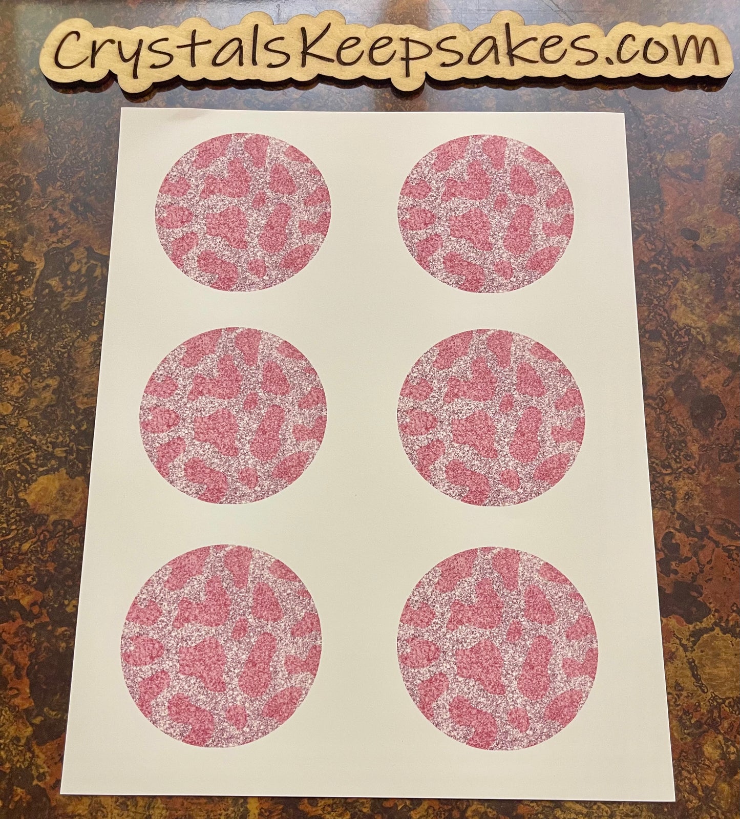 Pink Glitter Cheetah Car Cup Coaster Transfer Sheets