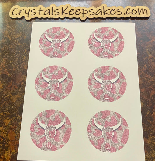 Pink Glitter Cow Head Car Cup Coaster Transfer Sheets