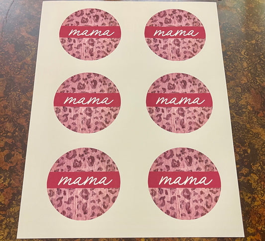 Mama Pink Cheetah Car Cup Coaster Transfer Sheets