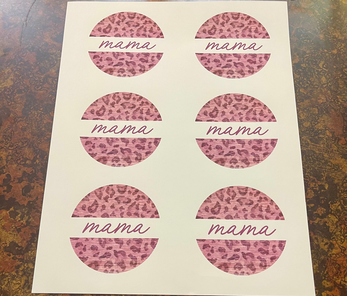 Pink Mama Car Cup Coaster Transfer Sheets