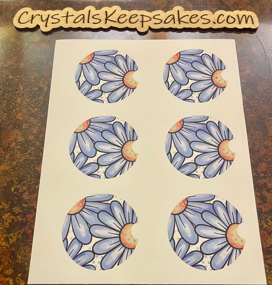 Blue Daisies Car Cup Coaster Transfer Sheets